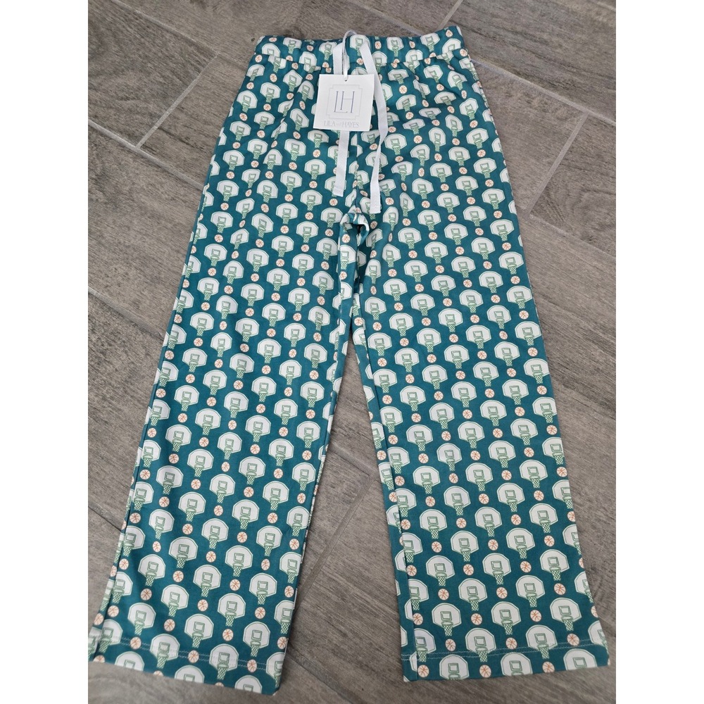 Lila and Hayes Boys Teal Basketball Print Pima Cotton Pajama Pants Size 4T NWT